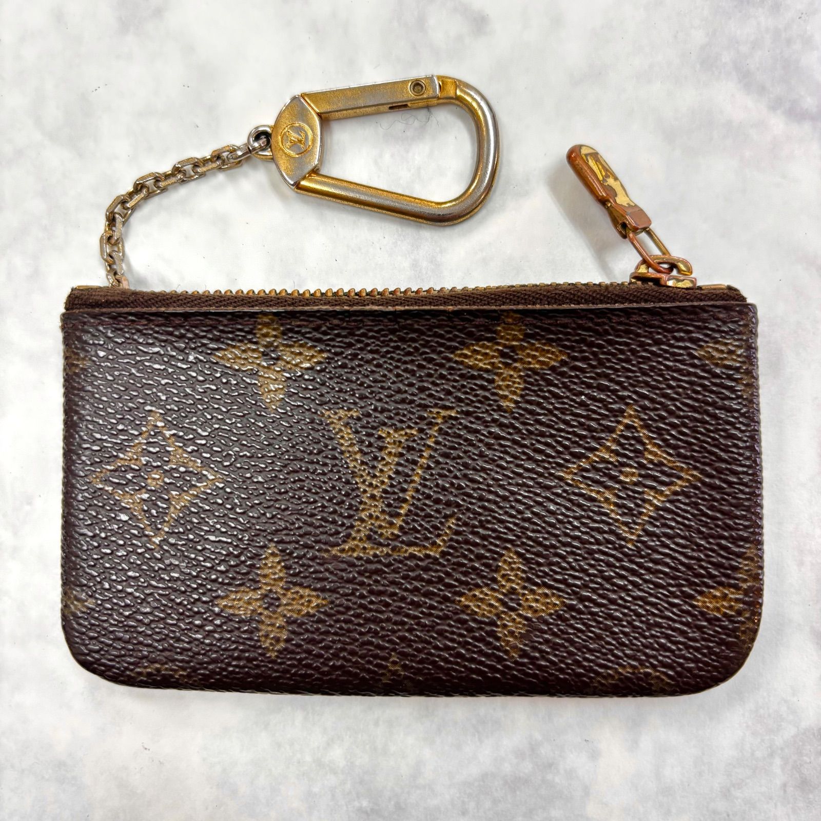 ヴィンテージ LOUIS VUITTON ルイ ヴィトン コインケース モノグラム ポシェット クレ ブラウン 財布 小銭入れ キーリング ブラウン ユニセックス ワンオーナーユーズド品 AYA 1250416055005J