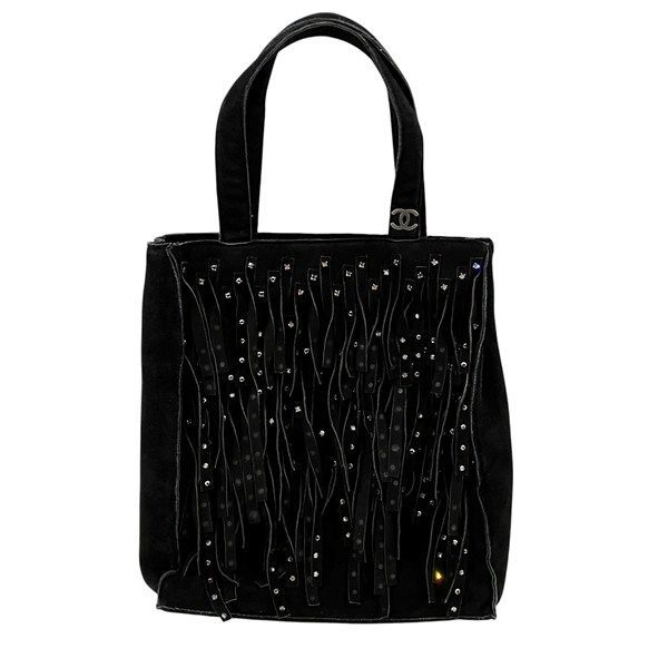 シャネル Chanel ラインストーン フリンジ スエード バッグ ハンドバッグ レディース