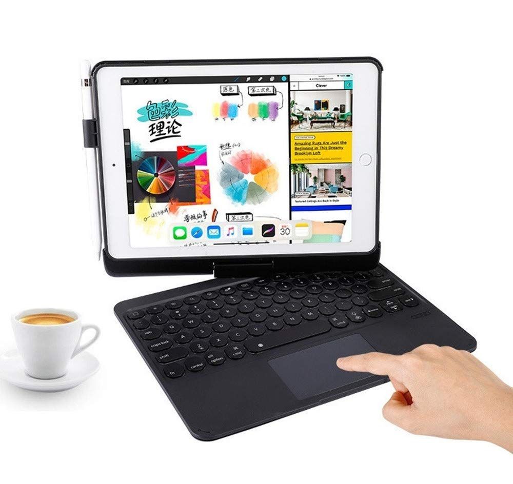 【新着商品】7 8 エア3 9 アイパッド プロ 折畳み 丸型キー 10.5 バックライト付き マウス機能 カバー タッチパット搭載 ケース 取り外し可能 キーボード Pro10.5 折畳み Air3 iPad ペンホルダー付き
