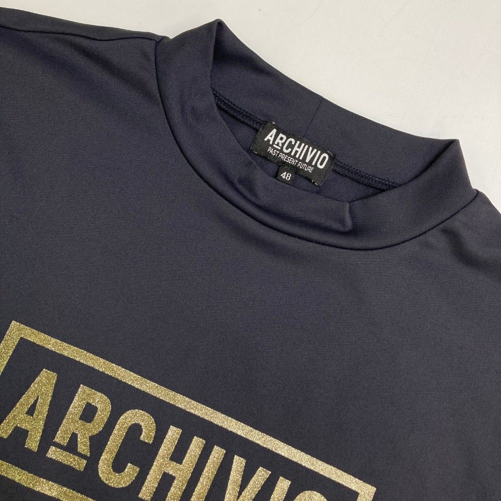 サイズ：48 ARCHIVIO アルチビオ モックネック 半袖Tシャツ ブラック系