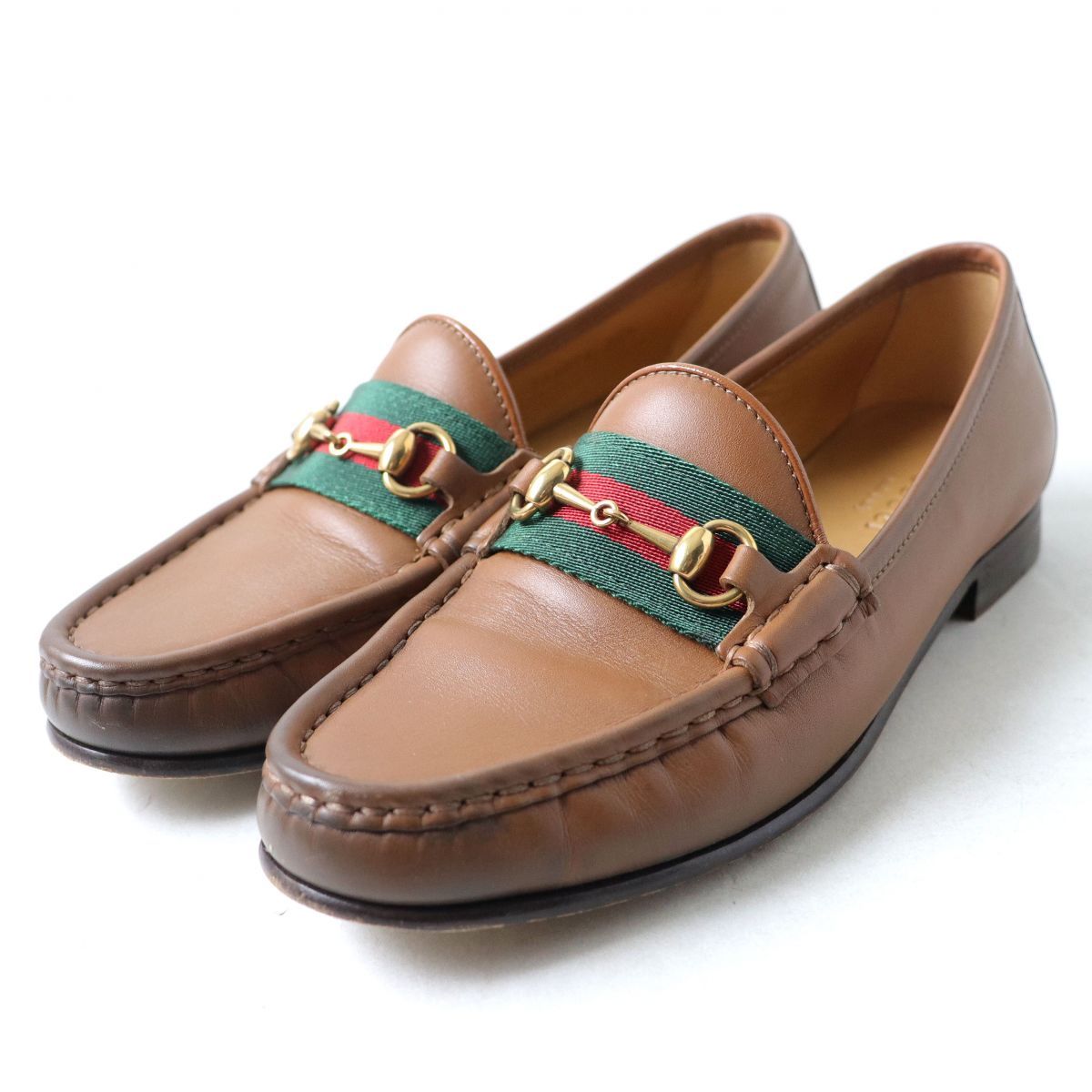 良品◇GUCCI グッチ 384874 ホースビット金具×ウェブライン レザー 