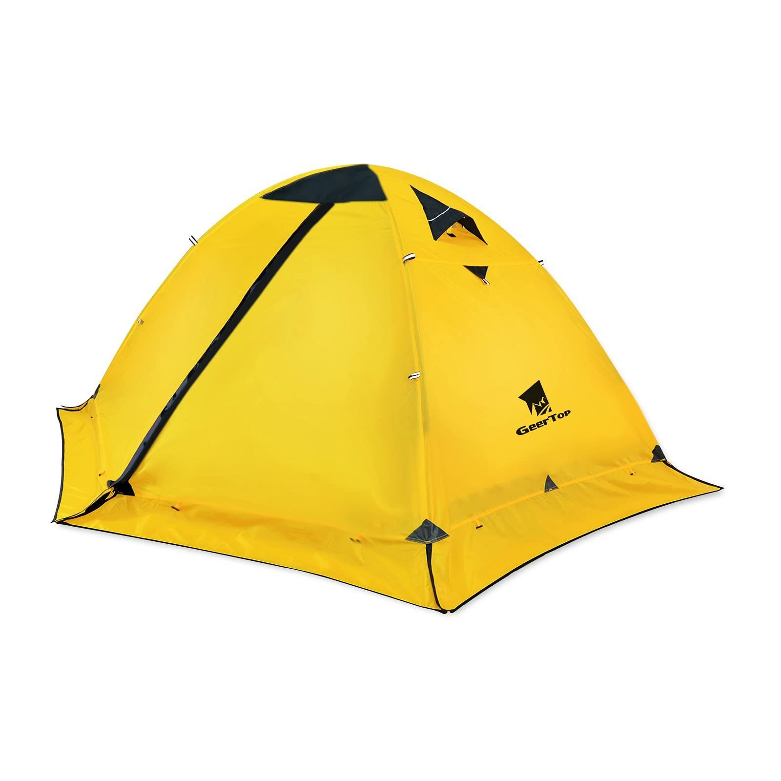 Color イエロー GEERTOP テント 2人用 ソロテント 軽量 4シーズン 二重層 耐水圧5000MM 防水 登山 スカート付き 防寒 キャンプ バイク アウトドア ツーリング 冬用 簡単設営 イエロー