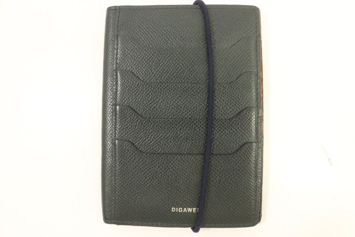 DIGAWEL メンズ財布 -- カーフレザーパスポートケース DIGAWEL -- 紺 ネイビー ロゴ