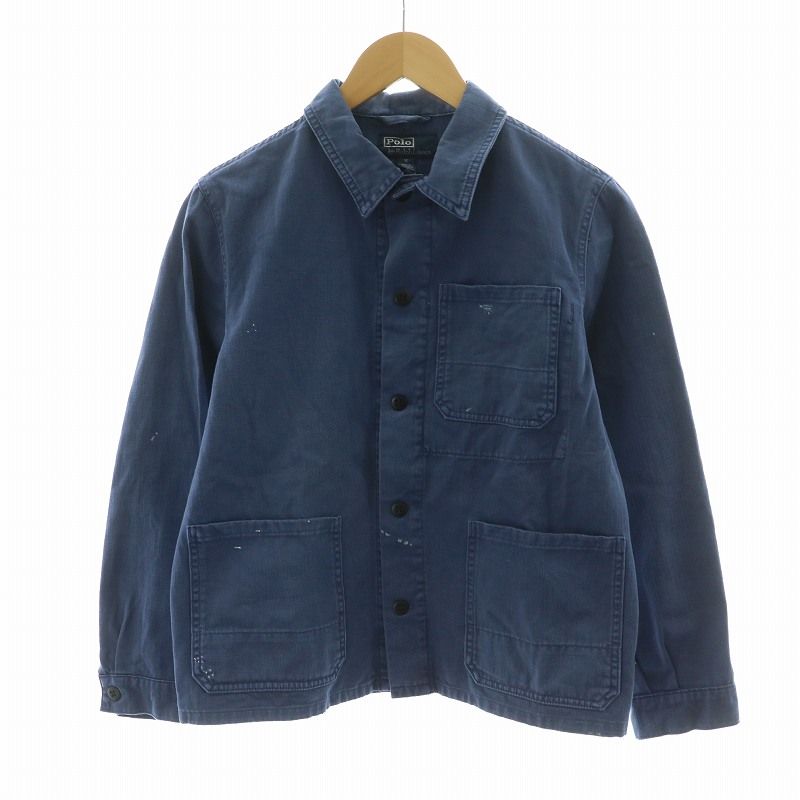 ポロ バイ ラルフローレン Polo by Ralph Lauren シャツジャケット 子ども服 ジュニア 長袖 ペイント加工 14 160cm L 紺 ネイビー /NQ