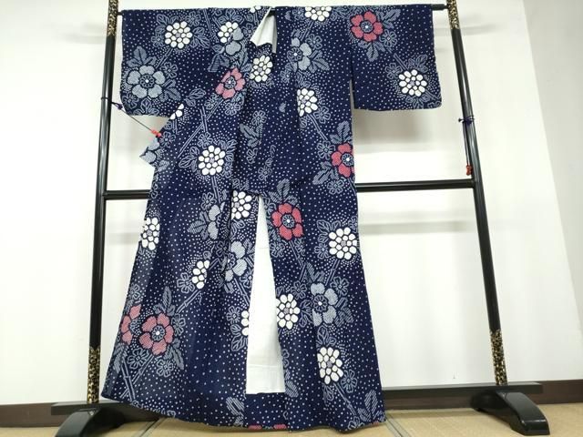 平和屋着物∴夏物 浴衣 有松鳴海絞り 草花文 綿 逸品 DAAV4021ud  