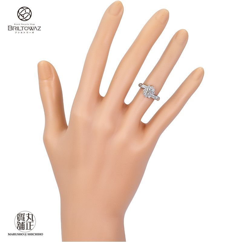 K14WG ダイヤモンド デザインリング 0.32ct 0.43ct ホワイトゴールド 