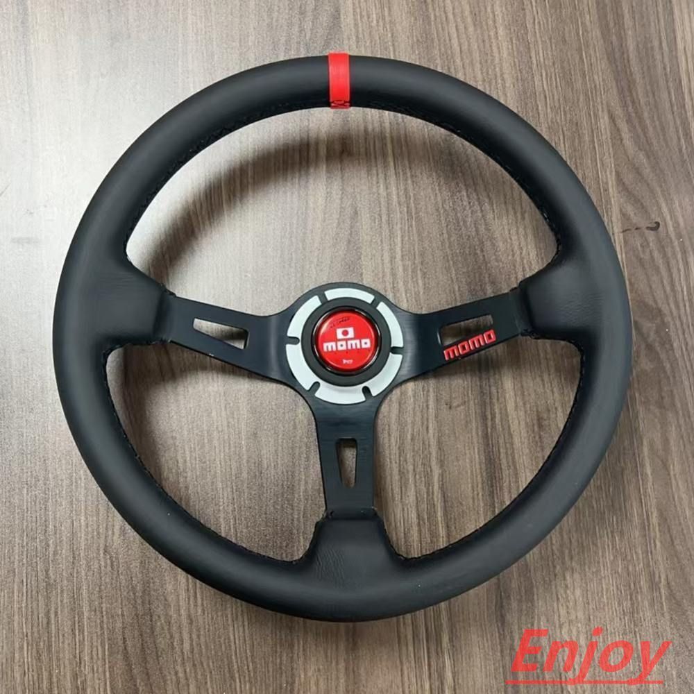 新品MOMO モモ ステアリング ハンドル本体 V1 レザー 深い凹み 14インチ 350MM クイックレリース レース race カスタム 車 競技 レッド