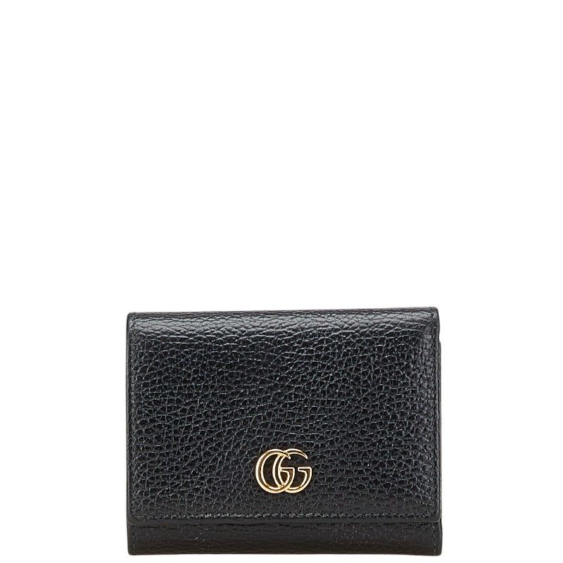 グッチ GGマーモント ダブルG 三つ折り財布 コンパクトウォレット 474746 ブラック レザー レディース GUCCI 1-0206060