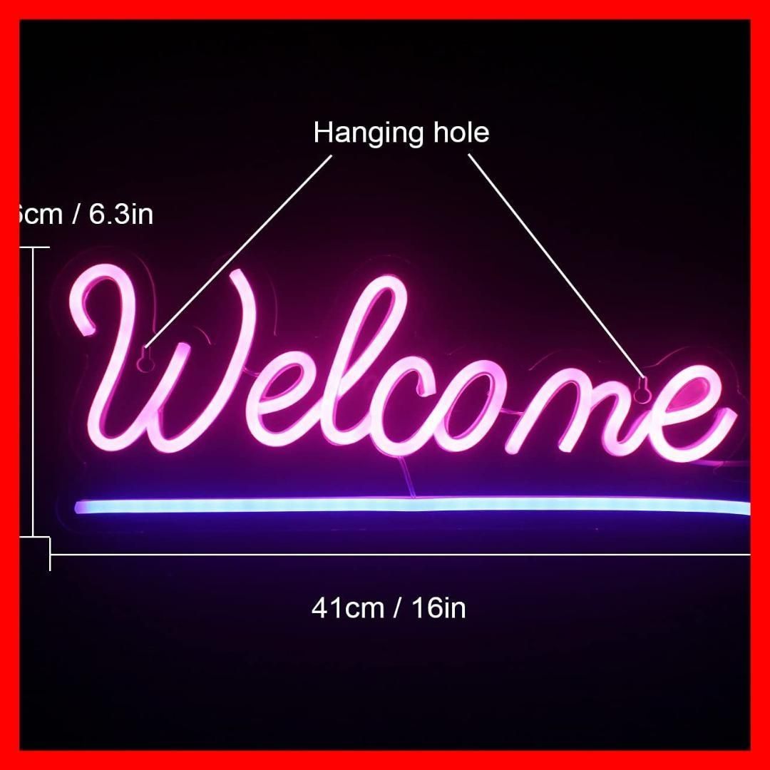Welcomネオン管看板 簡単取付 ネオンサイン 看板 ビンテージ ナイトライト ネオンサイン Welcomネオン管看板 手軽に取付 ネオン管 ネオン