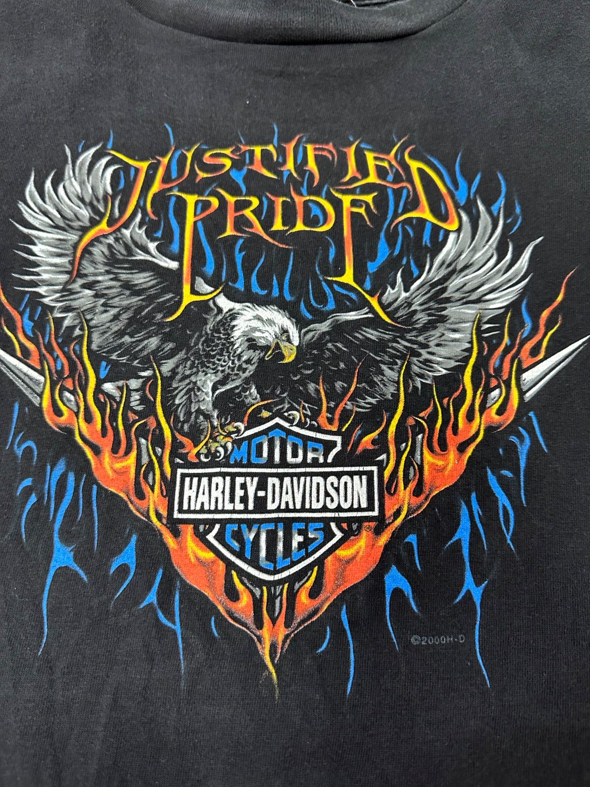 ハーレーダビッドソン　Tシャツ　フレイム　ファイヤー　イーグル　y2k 　古着 フレイム ファイヤー イーグル ハーレーダビッドソン Tシャツ