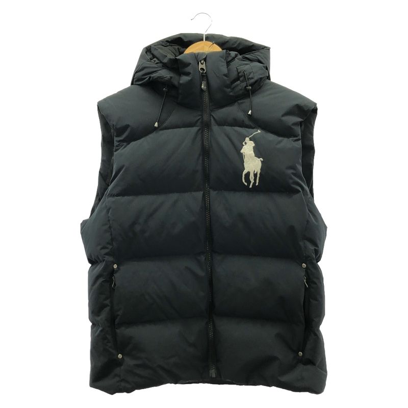【中古】RALPH LAUREN フード付きダウンベスト L ブラック ラルフローレン[10]