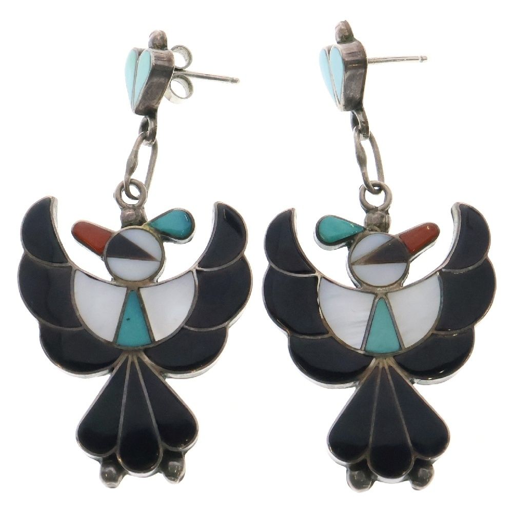 INDIAN JEWELRY インディアンジュエリー ズニ族 インレイピアス シルバー