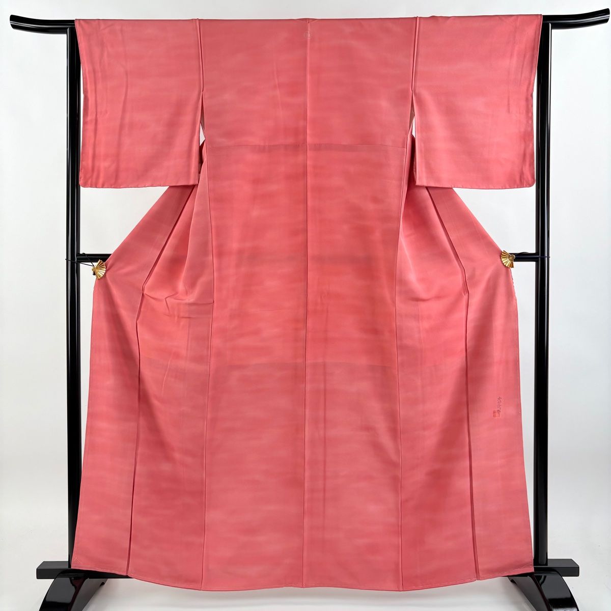 【小紋】未使用品/袷/赤ピンクのたたき染め/美品/身丈166cm/裄丈67cm 小紋】未使用品/袷/赤ピンクのたたき染め/美品/身丈166cm/裄丈