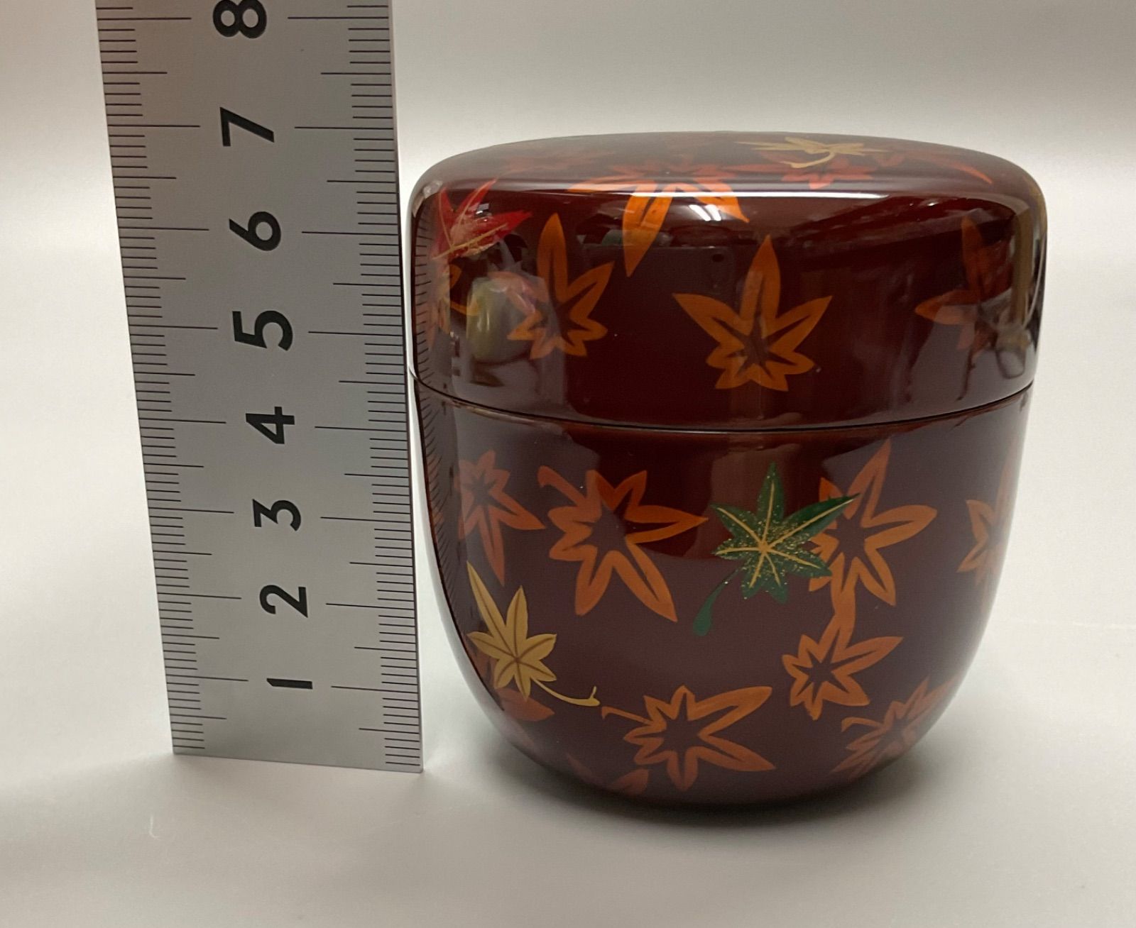 S14 中村宗悦 白檀塗紅葉 棗 なつめ 共箱 茶道具 茶器 重さ 48.1