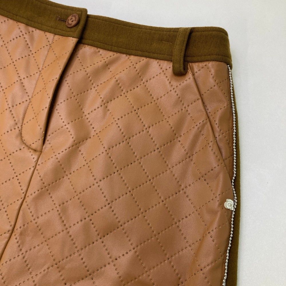 サイズ：36 ARCHIVIO アルチビオ フェイクレザー切替 ニットスカート