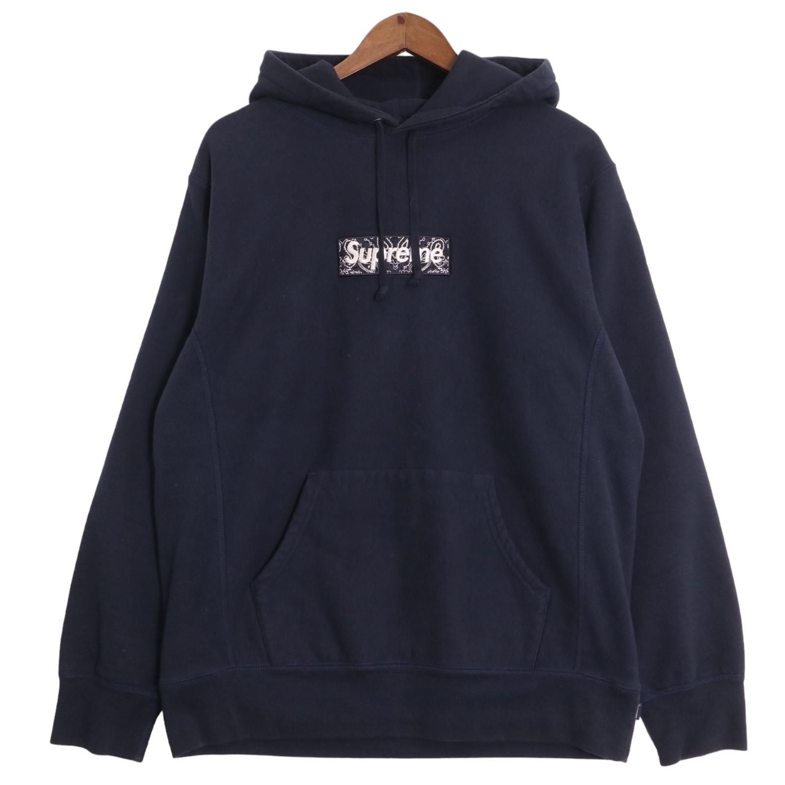 Supreme シュプリーム 19AW ネイビー バンダナボックスロゴフーディー Bandana Box Logo Hooded Sweatshirt  L - メルカリ