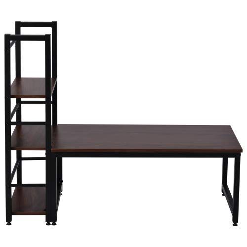 ミシン台 座デスク シェルフ付きデスク 収納付 デスク付きシェルフ 木製 パソコンデスク 書斎机 パソコンデスク ローデスク 書斎デスク 3段シェルフ付 学習机 一体分離両用 ロータイプ 勉強机 オーエスジェイ(OSJ)