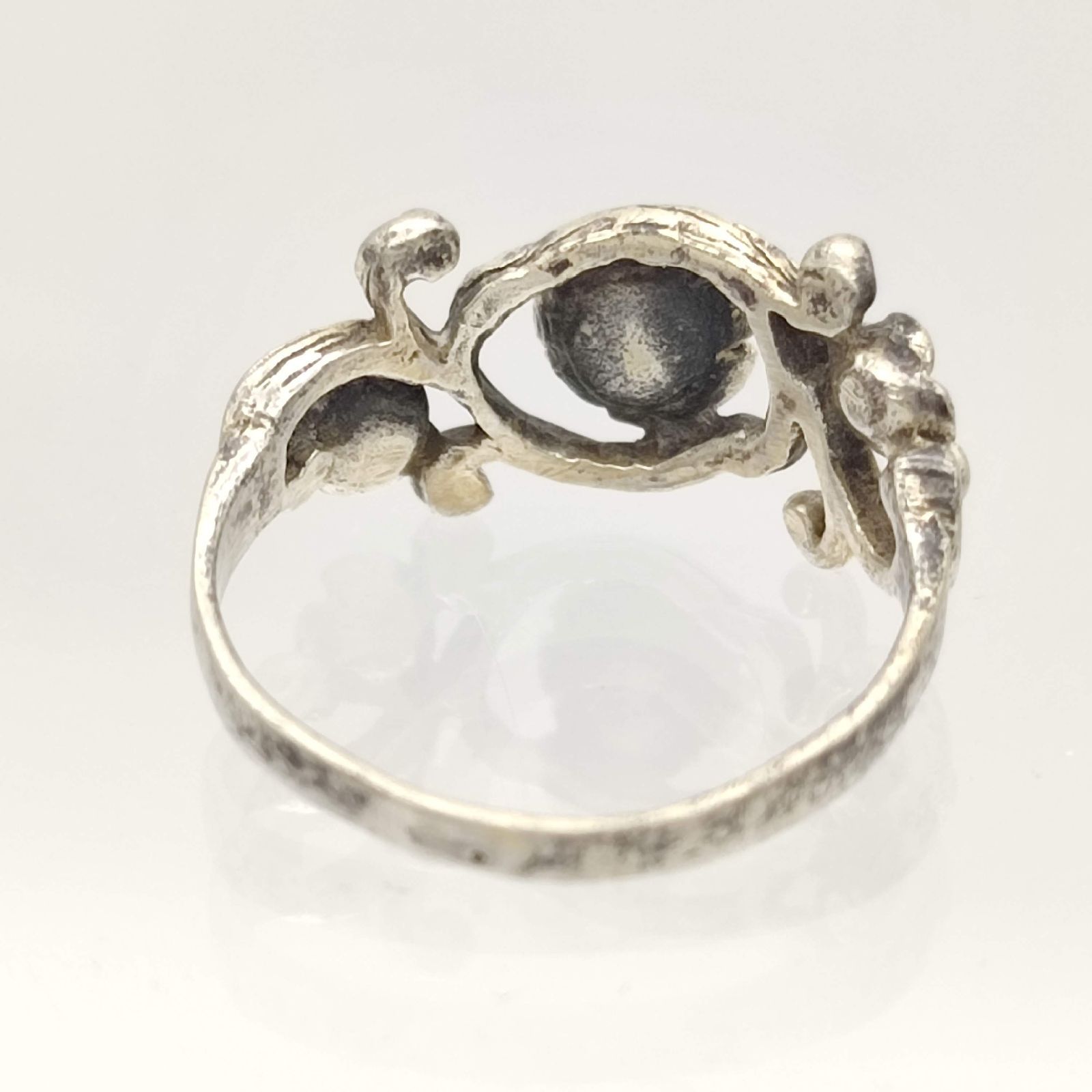 〔美品〕シルバー925 花と月の彫刻リング サイズ8 677f3266199824442d0c36adef6118