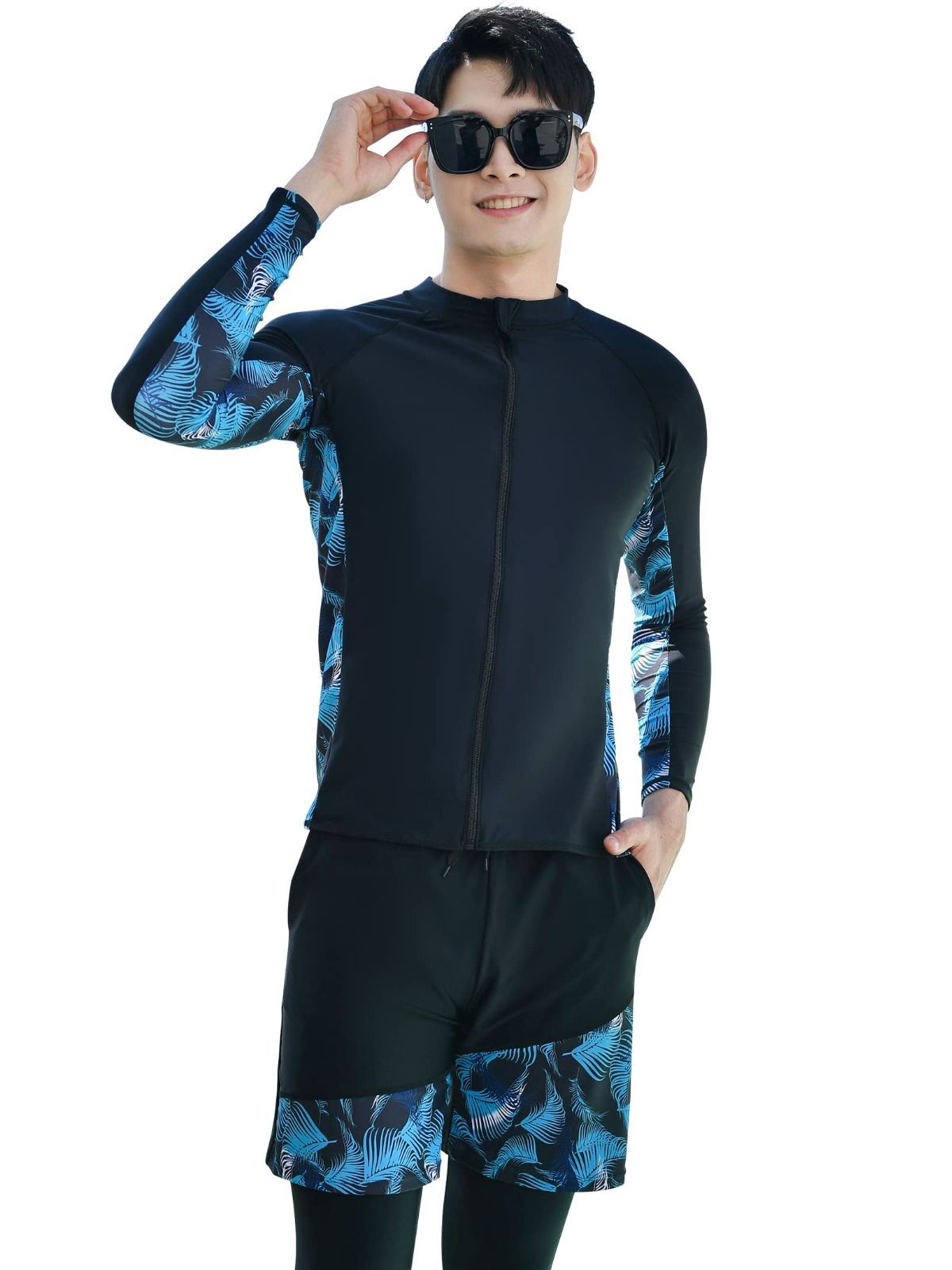 ZHPUAT 水着 メンズ ラッシュガード 上下 セット 長袖 レギンス サーフパンツ フィットネス 男性 温泉 ビーチ 水泳 スイミング UVカット  吸汗 速乾 メルカリShops
