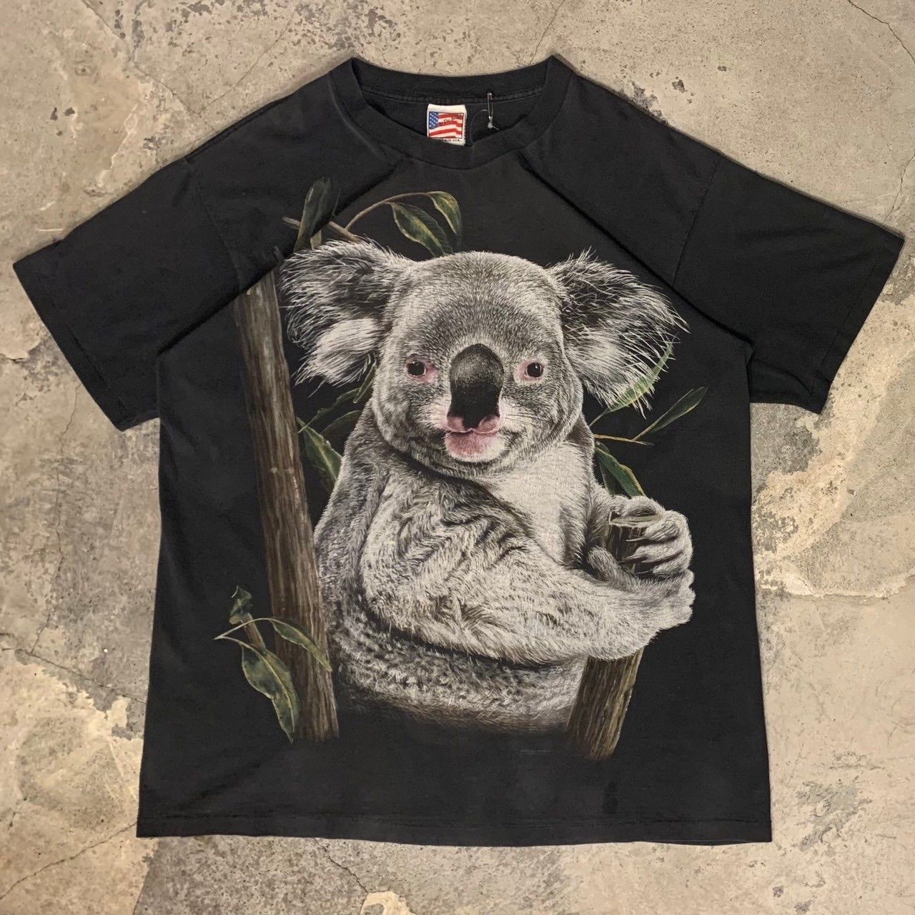 MADE AL THE BEACH アニマル コアラ フェード 黒 Tシャツ XLサイズ