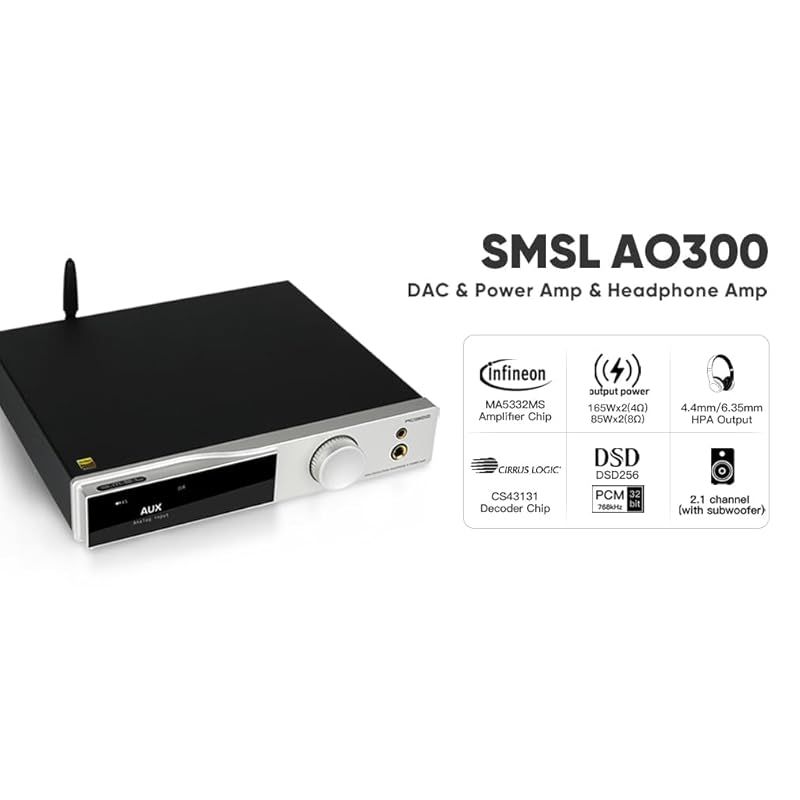 SMSL AO300 オールインワンDAC & アンプ MA5332MS 165Wx165Wパワー