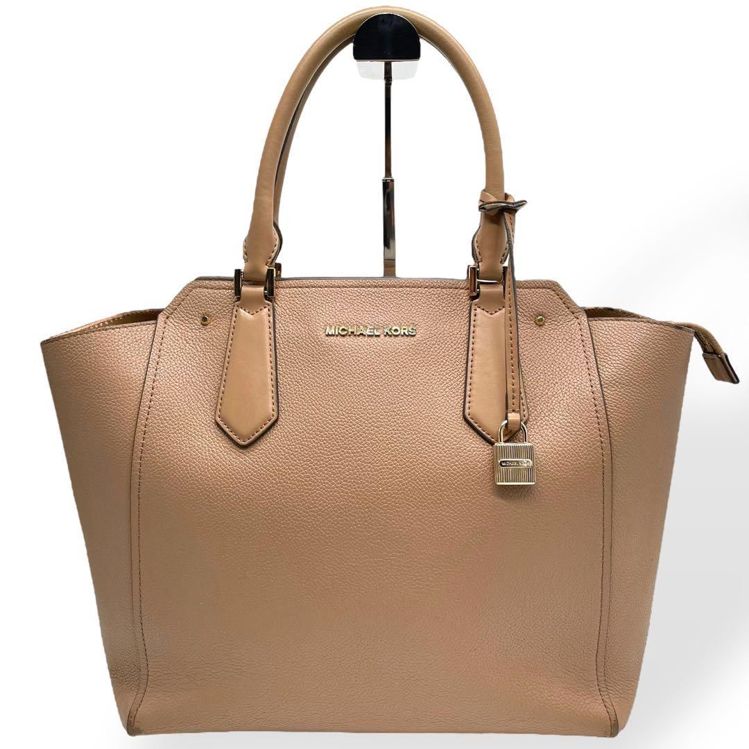 良品 MICHAEL KORS ハンドバッグ トートバッグ レザー ベージュ