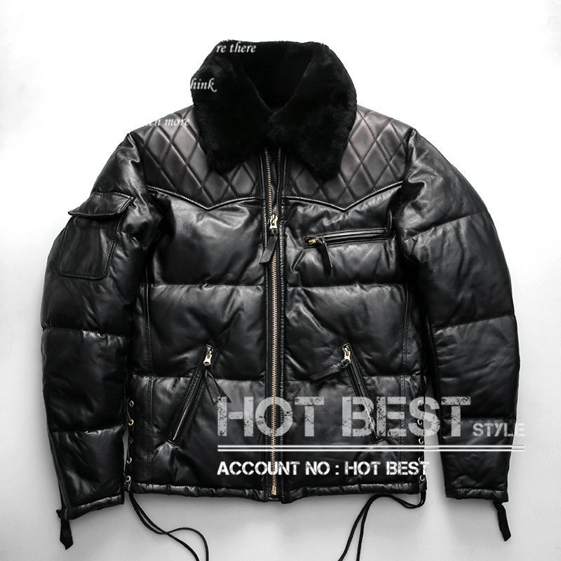 ホースハイド＆シープスキン シングルライダース 襟 ムートン レザーダウンジャケット ラム 羊革 馬革