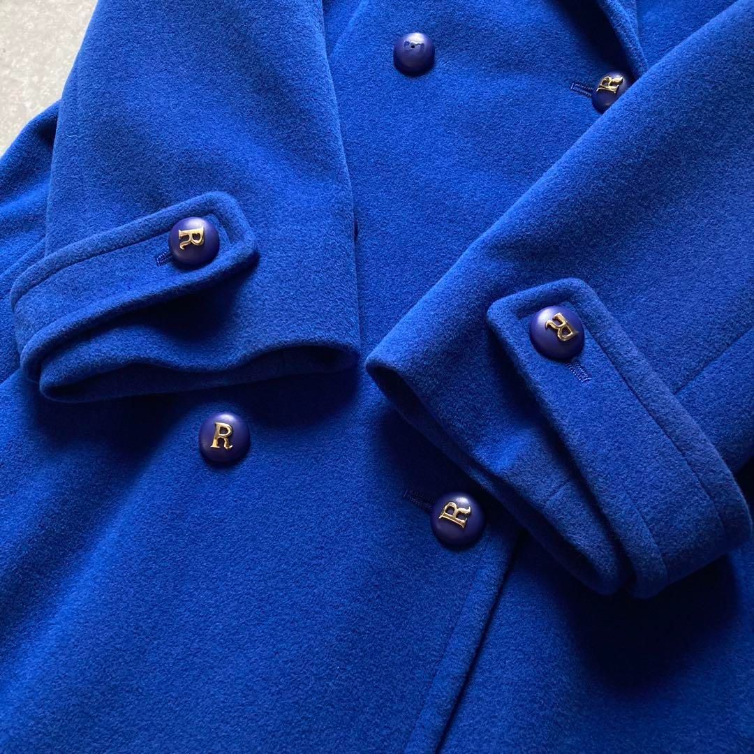 ルネ TISSUE社生地 ダブルロングコート カシミヤブレンド ブルー 日本製 Mサイズ モヘヤ ロゴボタン チェスターコート ダブルブレスト Rene WWW_MORNINGWALKER_COM