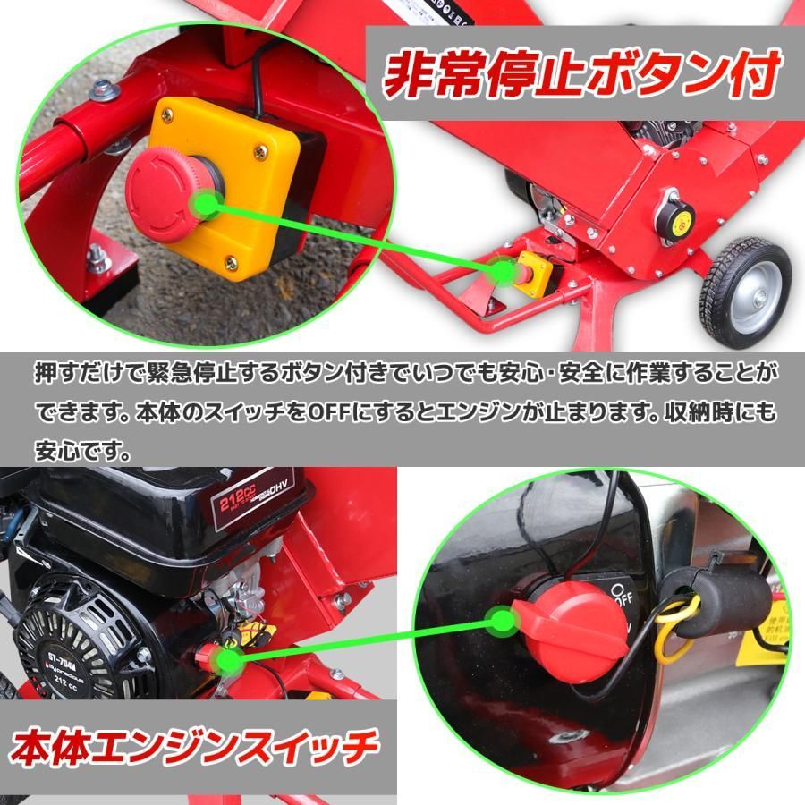 エンジン式粉砕機翔鶴 7.5馬力 排気量212cc ウッドチッパー