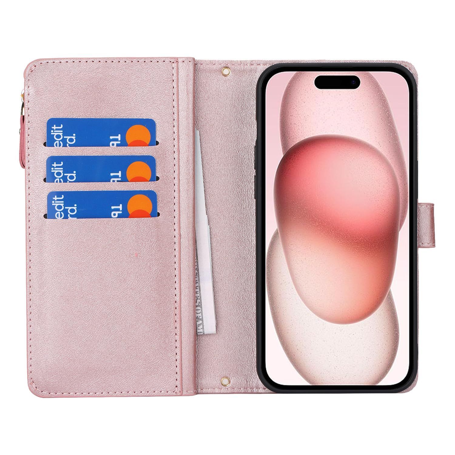 ファスナーポケット付き 小銭入れ 収納 カード ストラップ付き コインポケット ICカード PUレザー 財布