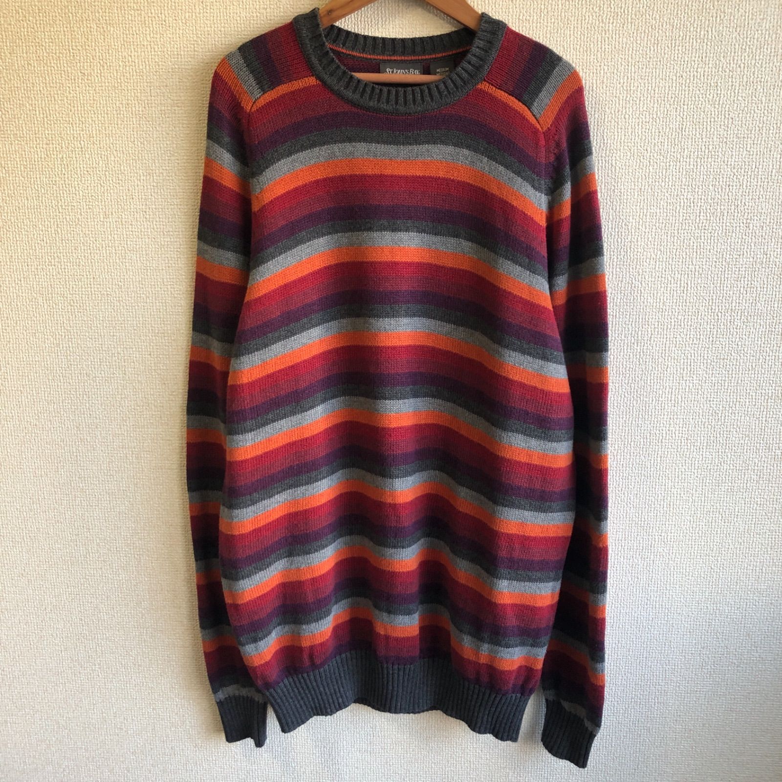 80s 90s st john's bay コットン ニット セーター ボーダー 80s