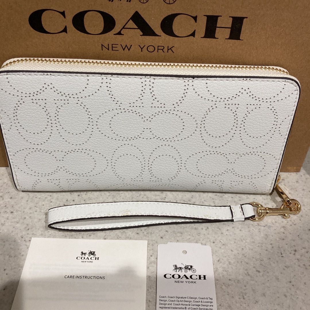 新品】COACHコーチ長財布シグネチャー パンチングホワイト 白