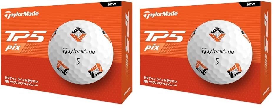 TaylorMade テーラーメイド 日本正規品 TP5 Pixシリーズ 2025 ゴルフボール 1ダース 12個入 × 2 ホワイト 2ダース TP5 pix