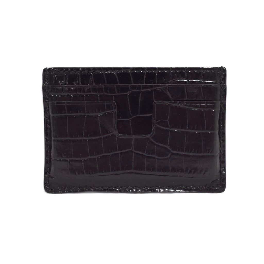 トムフォード TOM FORD クロコダイル 型押し カードケース 黒 ブラック AA