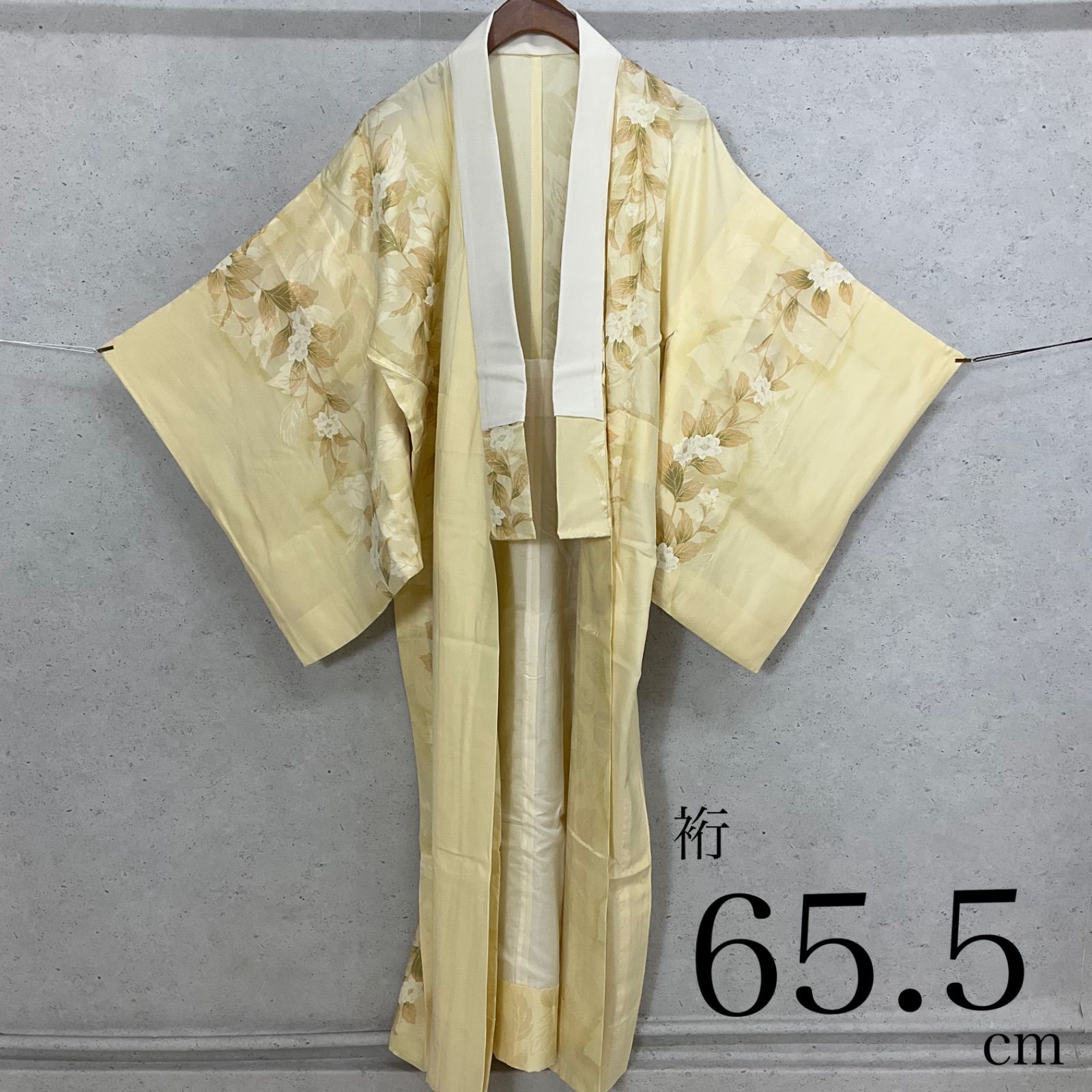 kimono+one◆未使用同然◆センスの良い長襦袢◆単衣◆袖無双◆居敷当て付き◆やまと新はじく加工◆裄65.5肩丈132◆小紋紬附下訪問着留袖袷単衣夏着物◆K1092