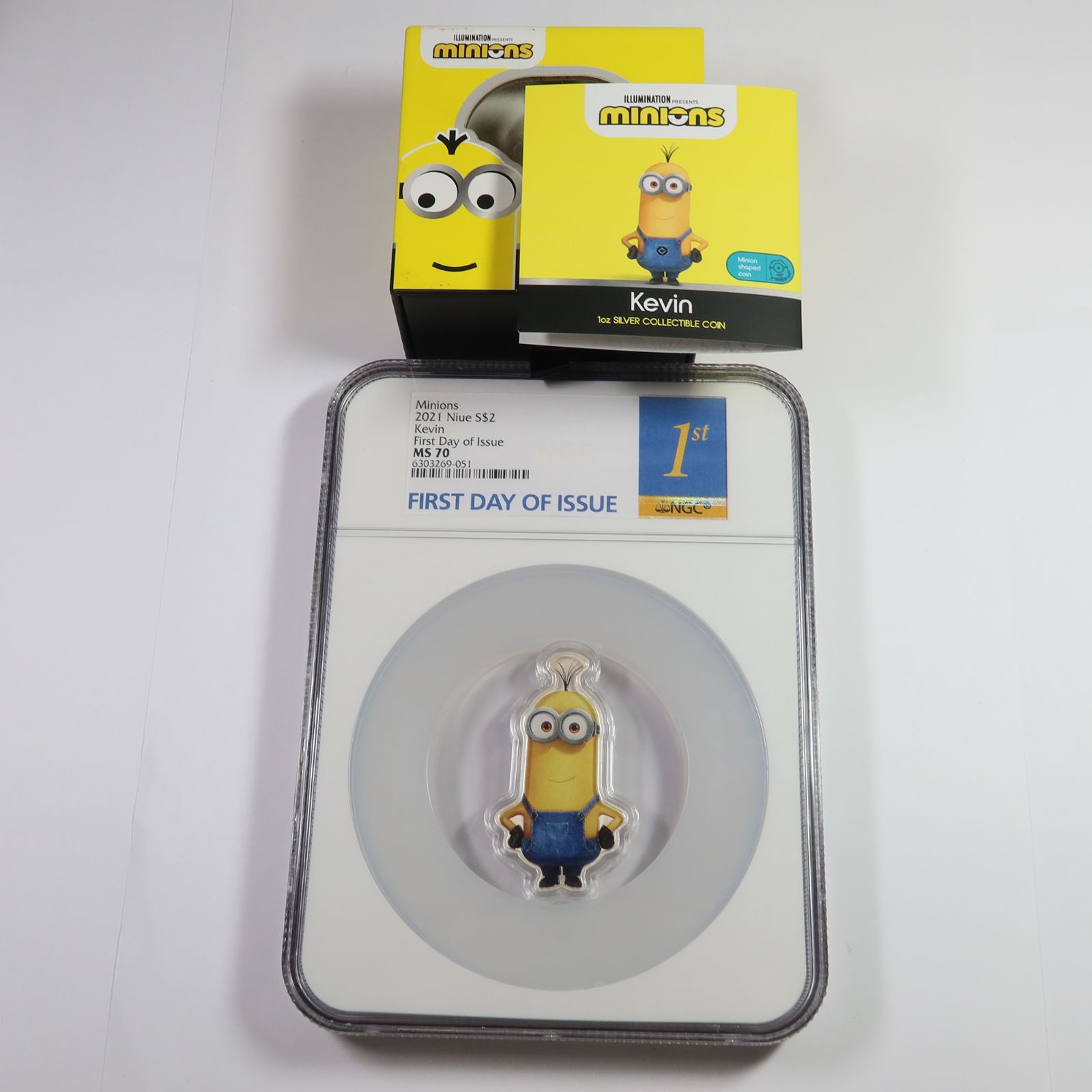 2021 NGC MS70 NIUE - 1 oz Silver Kevin Minions Box COA 852/1000