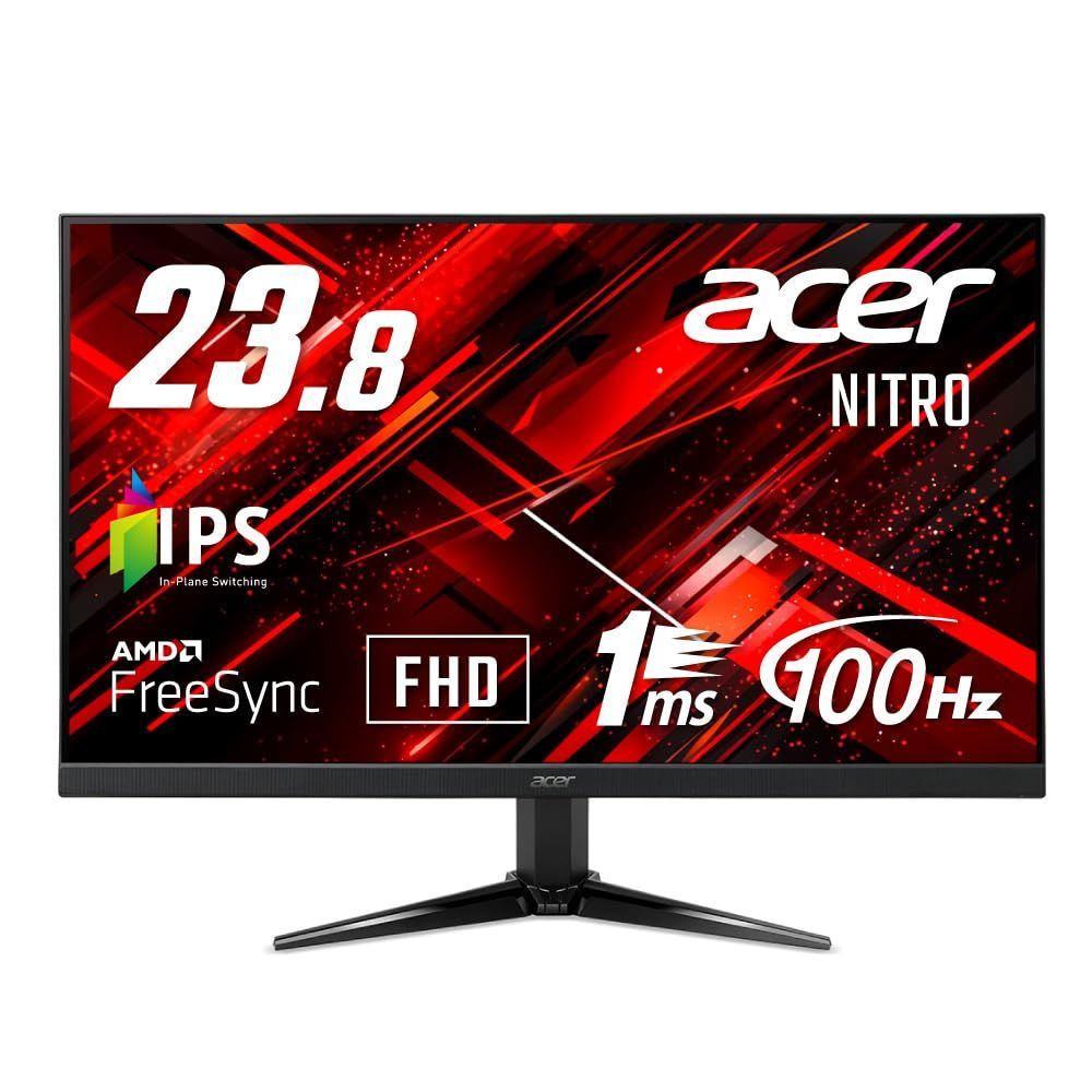【新着商品】ゲーミングモニター Nitro QG241YEbmiix 23.8インチ IPS Acer 非光沢 フルHD 100Hz 1ms(VRB) HDMI ミニD-Sub15 日本エイサー VESAマウント対応 スピーカー内蔵 ヘッドホン端子 AMD F