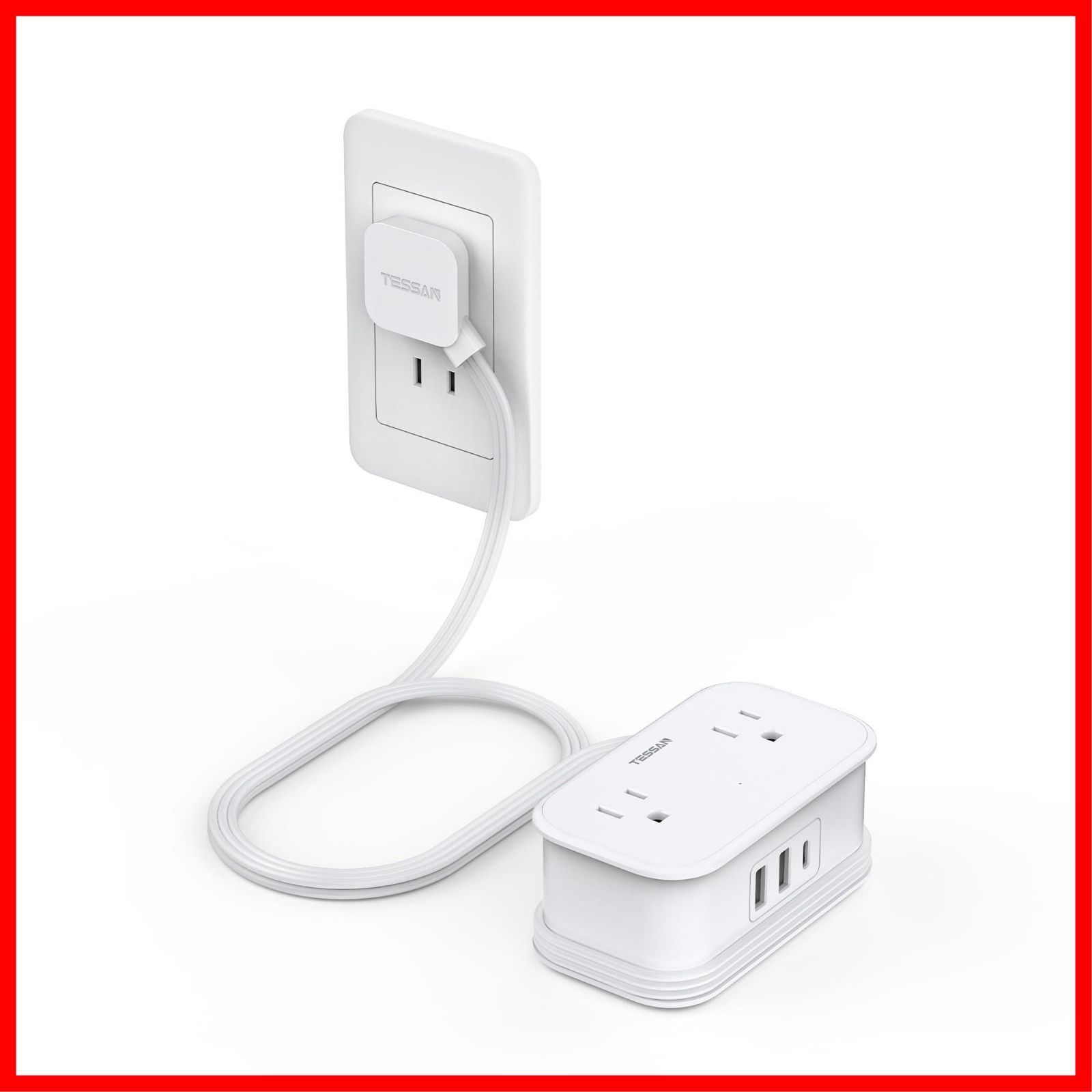 【数量限定】延長コード1m タイプc TESSAN 電源タップ usb付き コンセントタップ 4個AC差込口 1type-C 2type-Aポート 小型軽量 テーブルタップ たこあしコンセント 出張/旅行