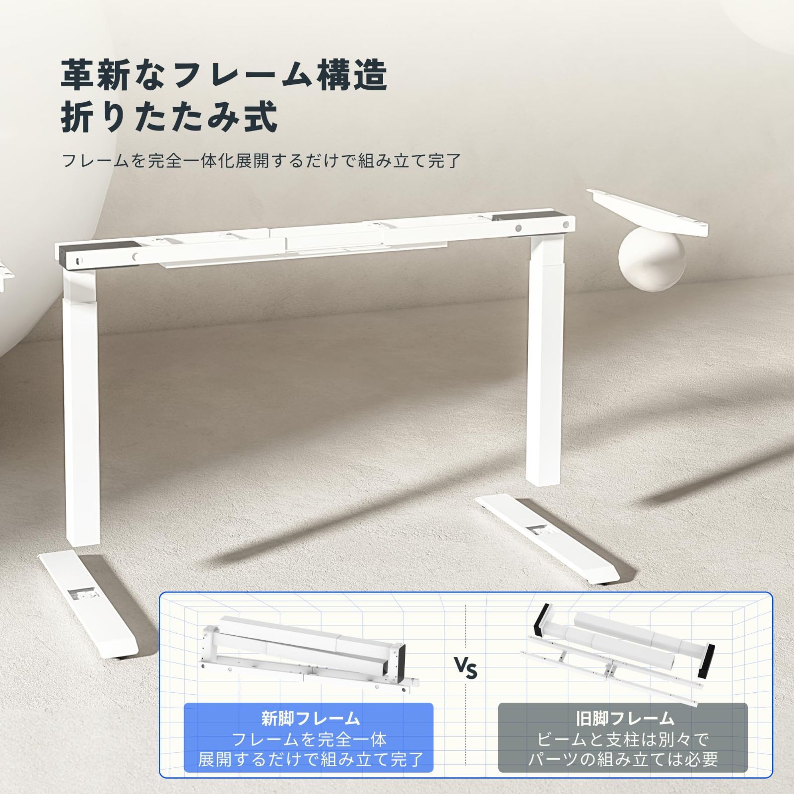 人気商品】EJ2 電動式昇降デスク スタンディングデスク (足(白)＋天板 