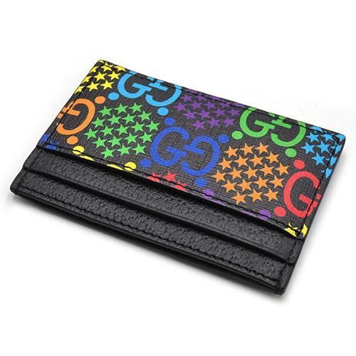極美品 グッチ カードケース GUCCI レザー GGサイケデリック プリント 