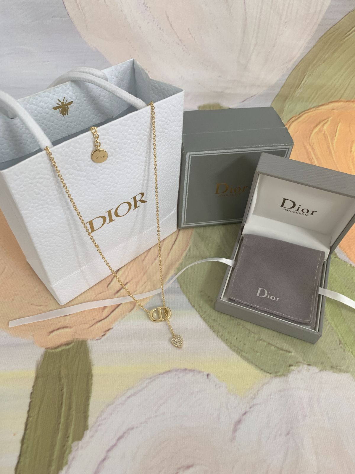 DIOR ディオール CD Navy ネックレス クリスタル ゴールド レディース アクセサリー