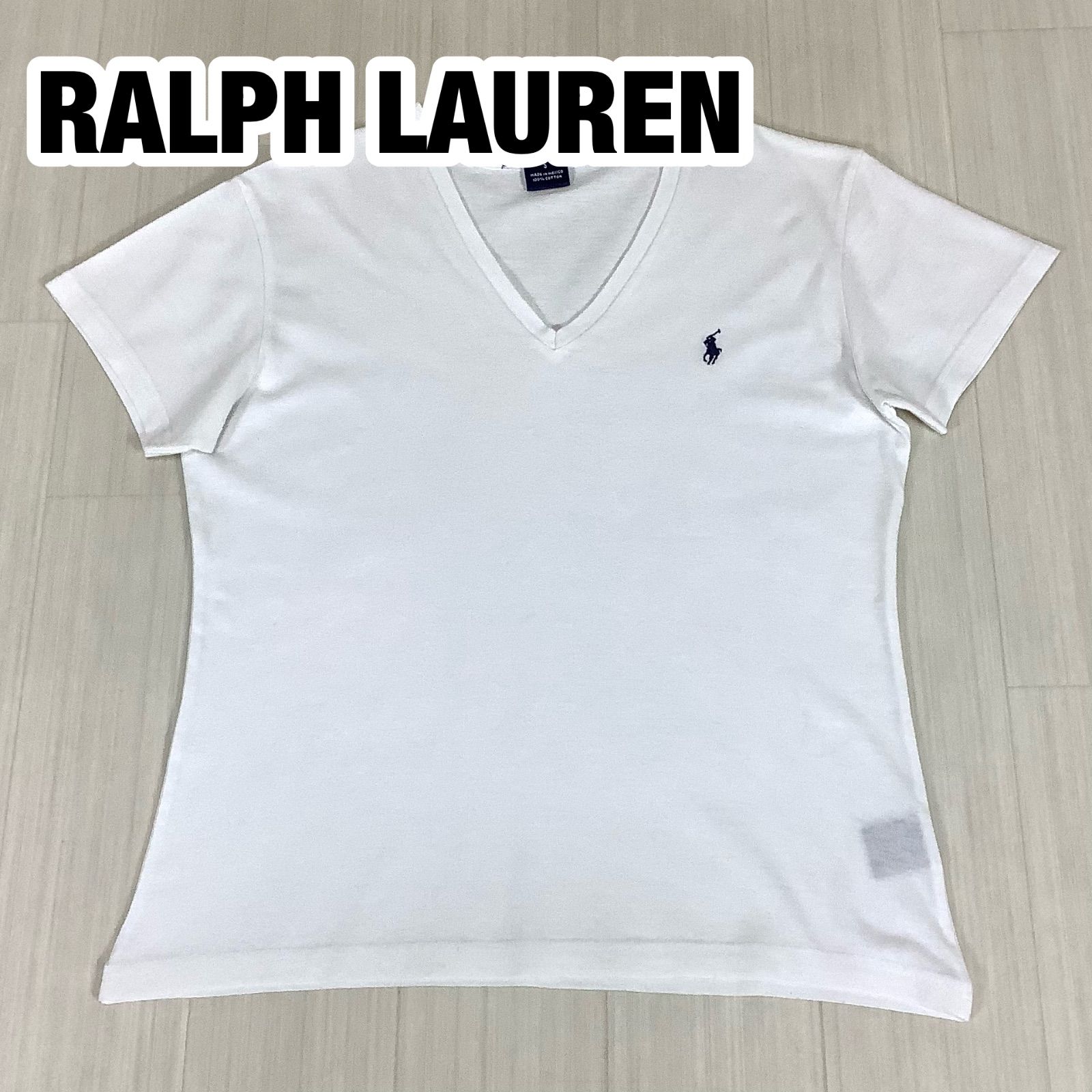 Ralph Lauren 半袖白Tシャツ　S 新品 RALPH LAUREN ラルフローレン Vネック 半袖Tシャツ レディースS