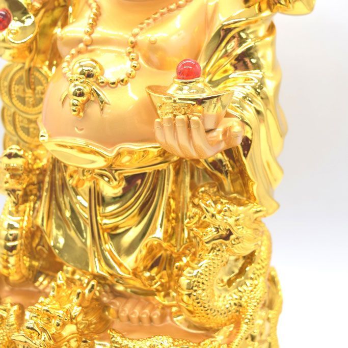 布袋様 笑佛 笑い仏 笑仏 五龍 台座付き 樹脂製置物 金色 36cm 布袋様 笑佛 笑い仏 笑仏 五龍 台座付き 樹脂製置物 金色 36cm