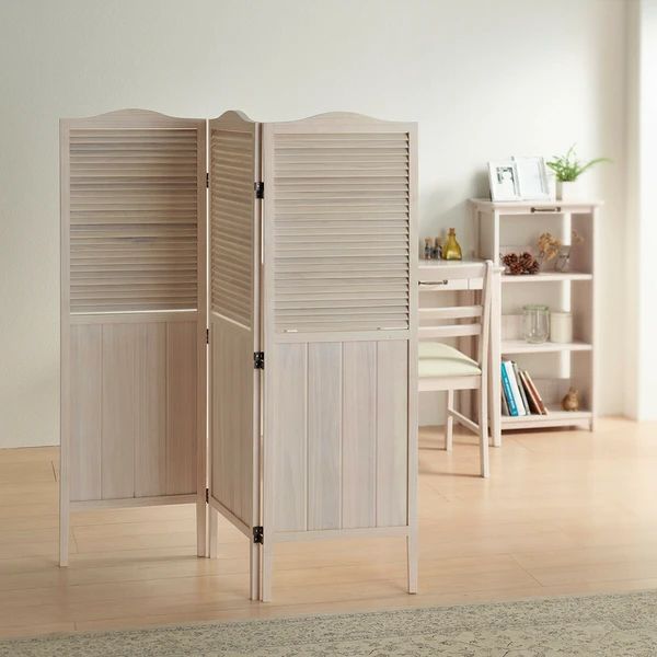 アンティーク調 レトロ パーティション 3連衝立フレンチカントリー 仕切り ブラインド ホワイトウォッシュ シャビーテイスト NEXPOTALLINN_EU