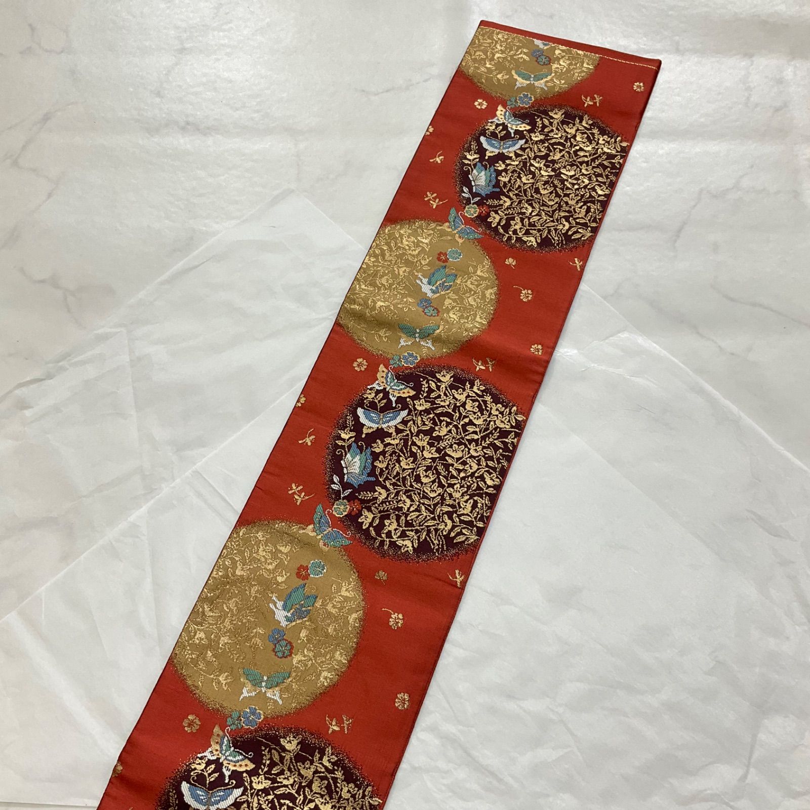 kimono+one○最高級西陣織○正絹○金糸○素敵な半幅帯○蝶