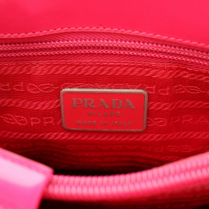 プラダ PRADA クリアハンドルハンドバッグ エナメル ピンク クリア