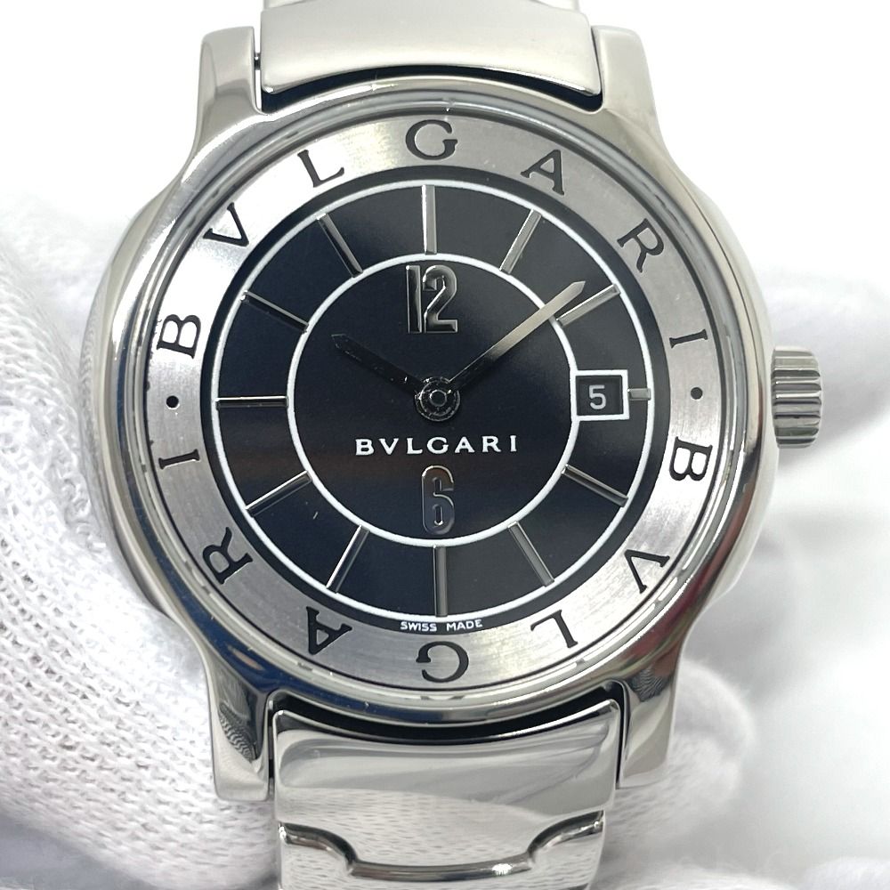 アナログ表示カレンダータイプブルガリ BVLGARI ソロテンポ ST29S クオーツ デイト 腕時計 SS シルバー 美品