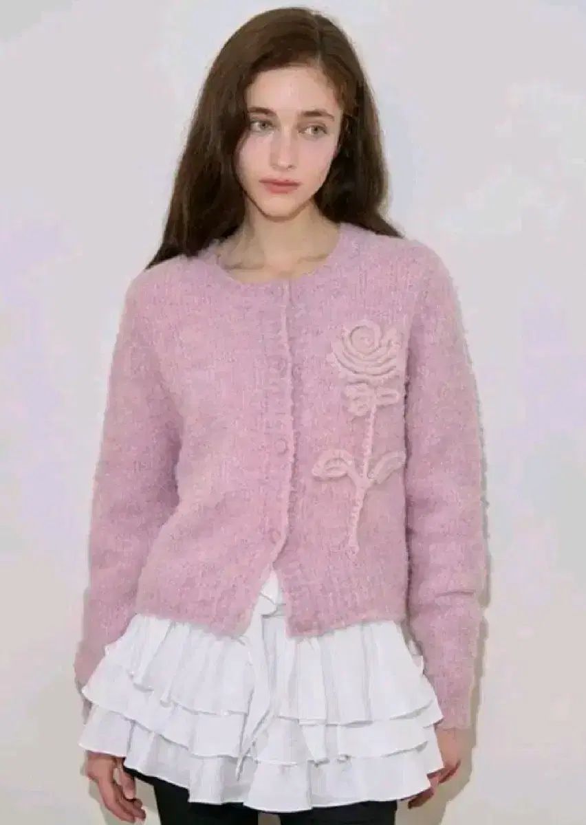 ウォニョン着用 シヌーン ローズ フラワー カーディガン ライラック ピンク