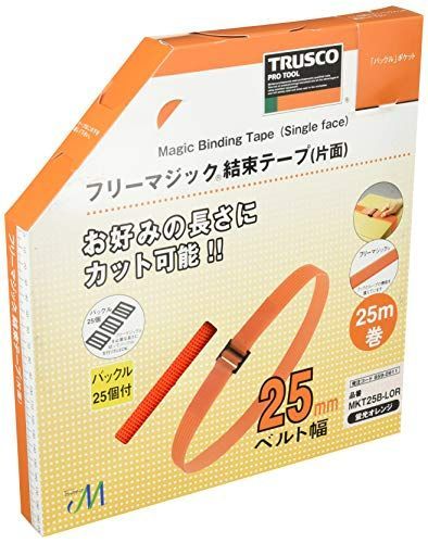 蛍光オレンジ_25mm TRUSCOトラスコ フリーマジック結束テープ 片面