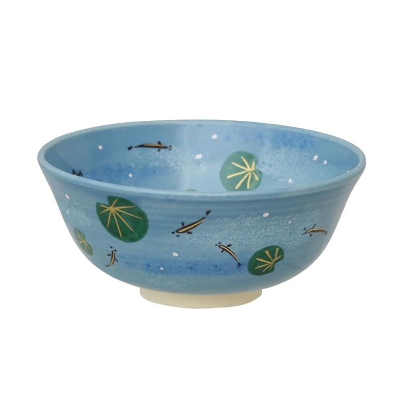 茶道具 平茶碗 色絵 水草にめだか 東山深山 作
